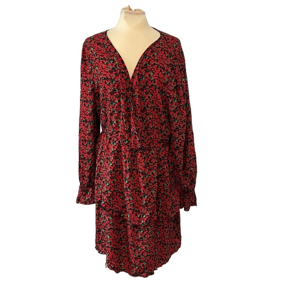 CIDER Black and Red Floral Flounce‎ Dress size 3X NWT
